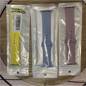 Set of Three Silicone Watch Bands for Apple Smart Watch Size 42mm/44mm